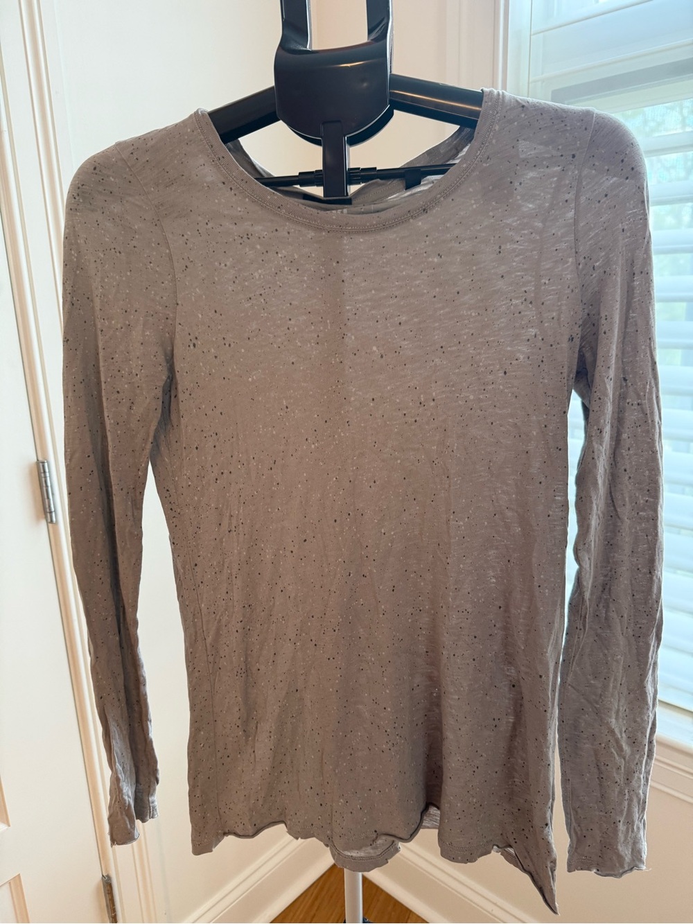 ATM Long Sleeve Crewneck Top in Taupe with Subtle Speckle